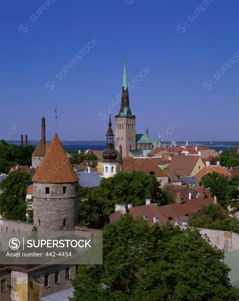 High angle view of a city, Tallinn, Estonia