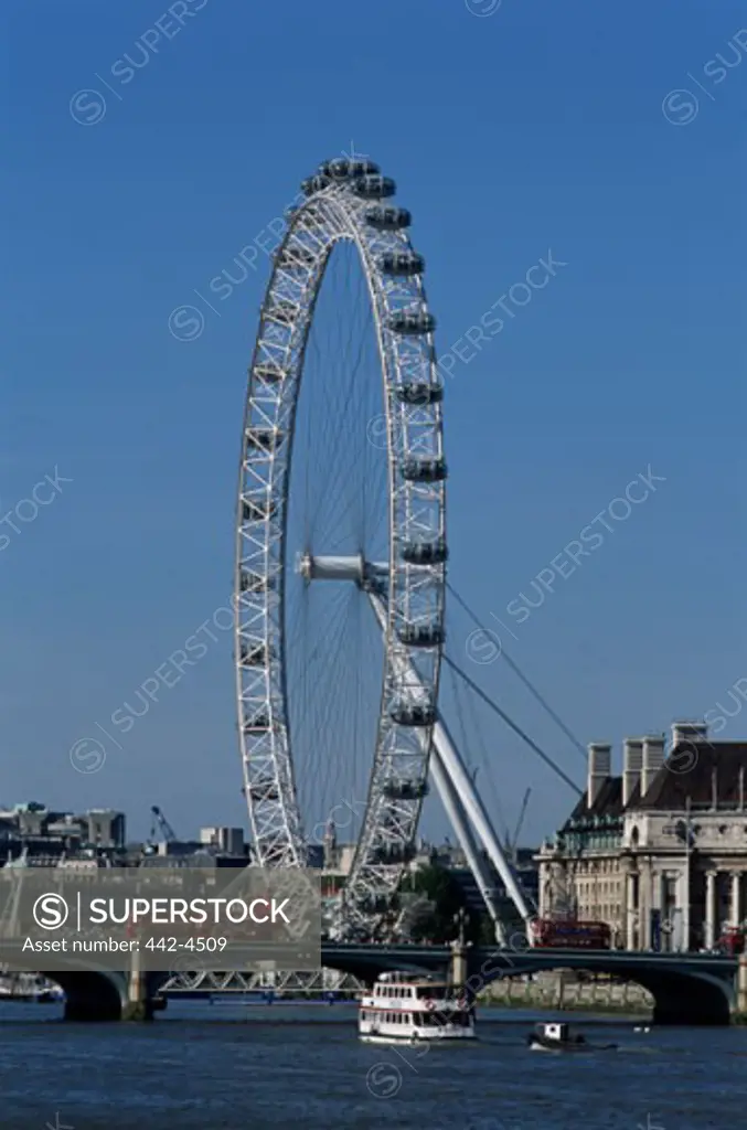 Ferris wheel at a riverbank, London Eye, London, England