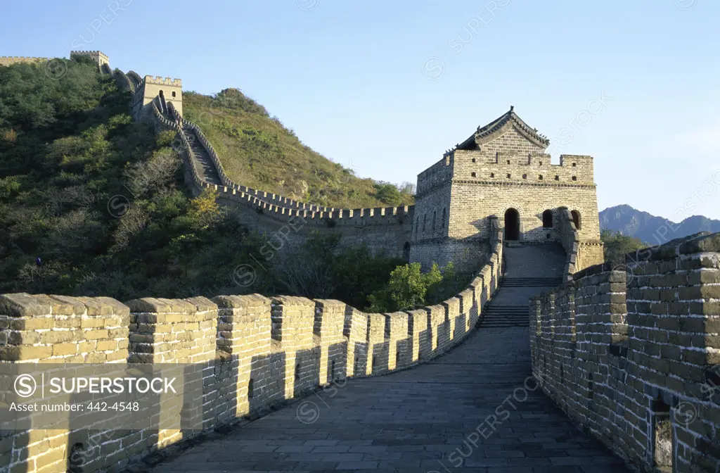 Low angle view of the Great Wall, Mutianyu, China