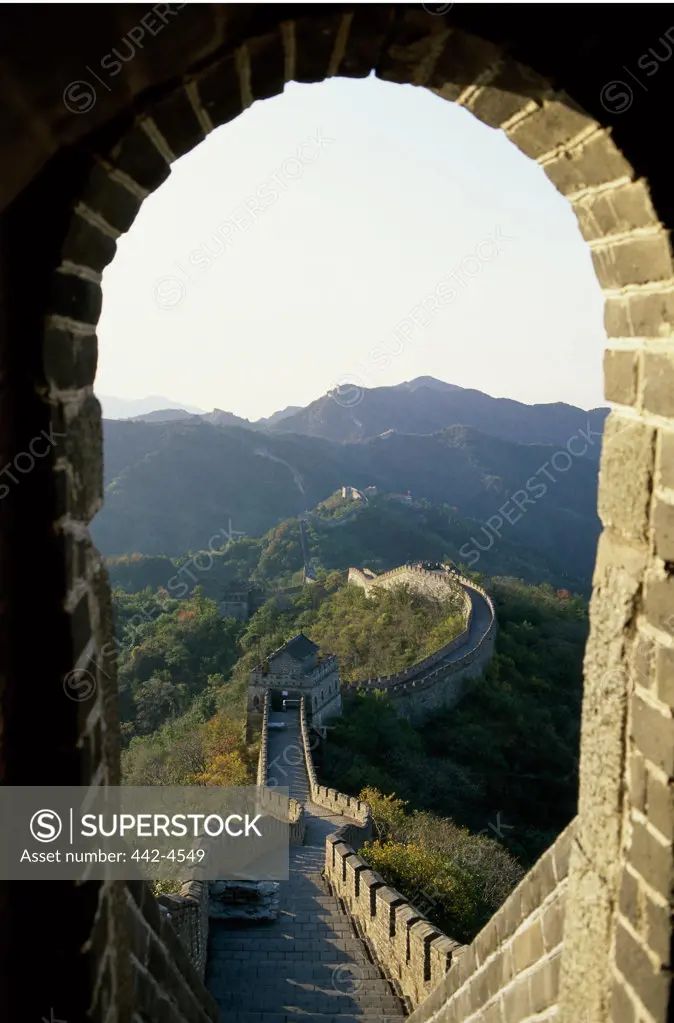 High angle view of the Great Wall, Mutianyu, China