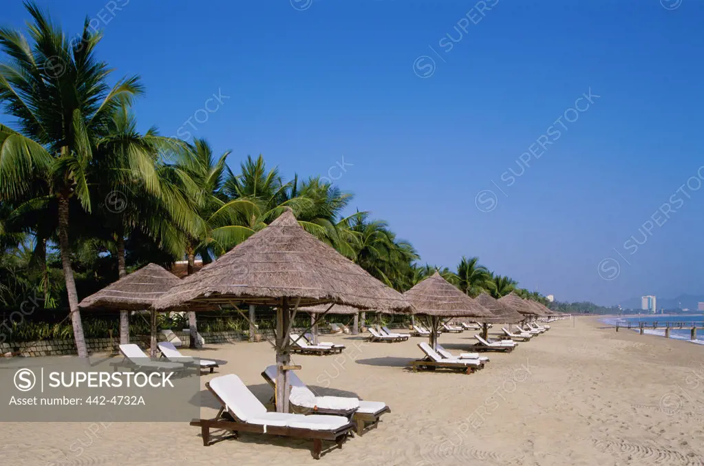 Beach umbrellas at Nha Trang Beach, Vietnam