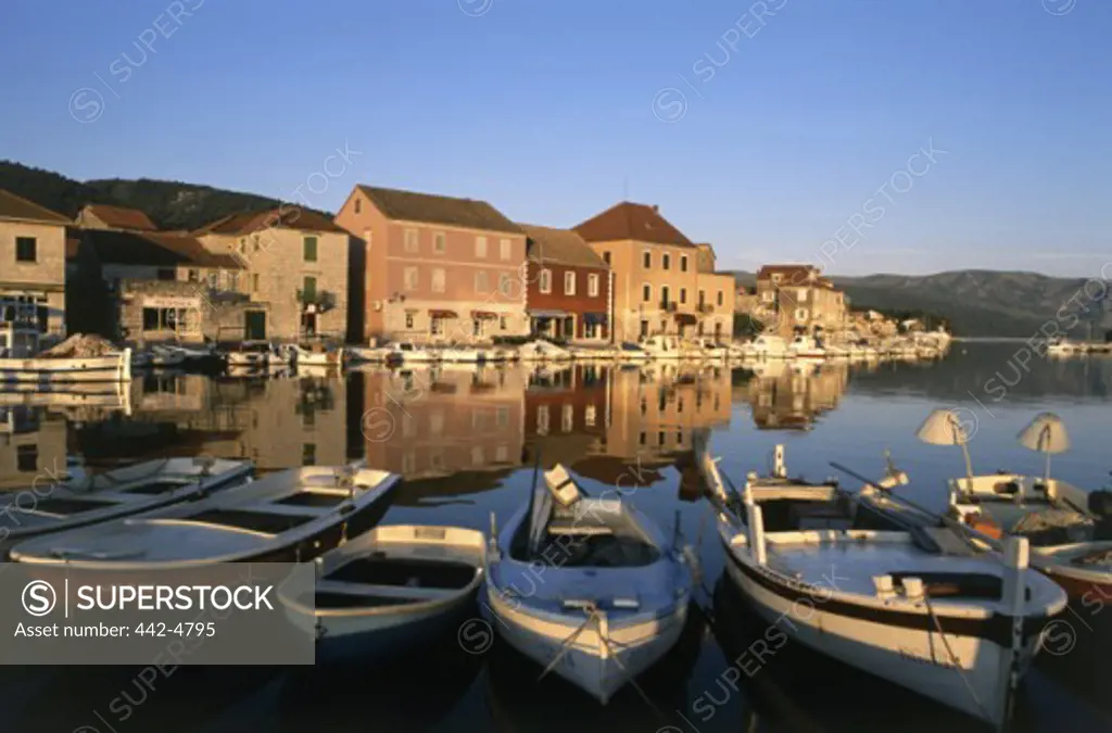 Boats docked in a harbor, Hvar, Croatia