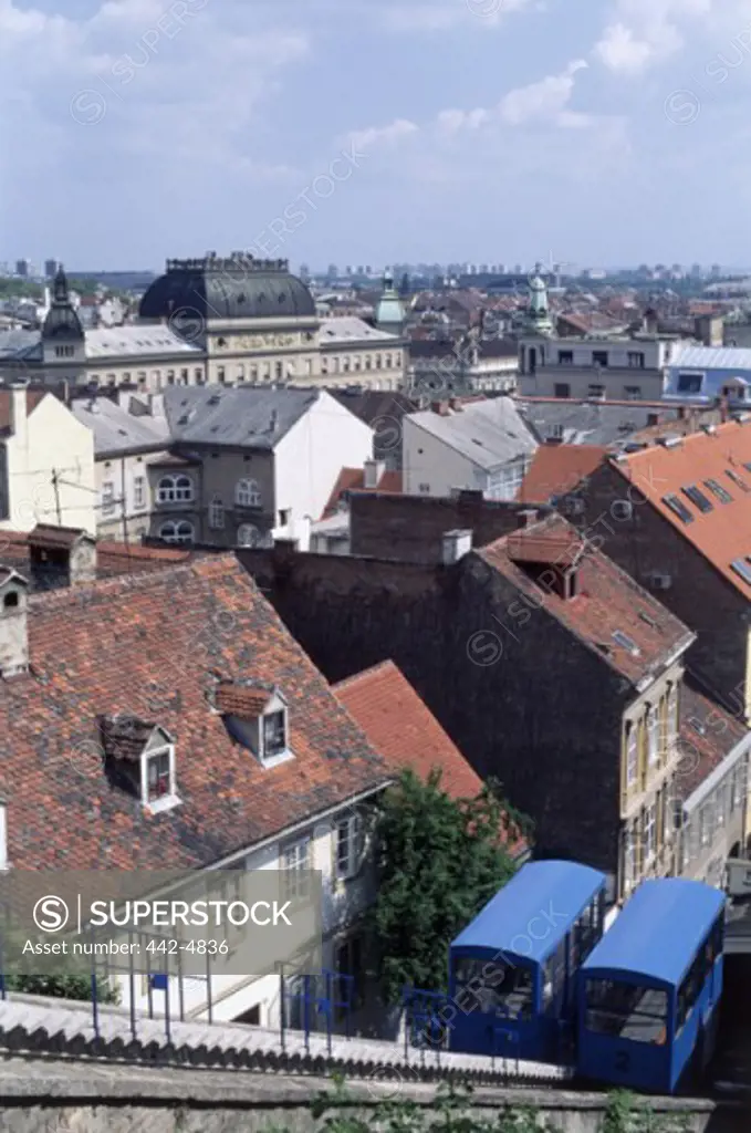 High angle view of buildings in a city, Zagreb, Croatia