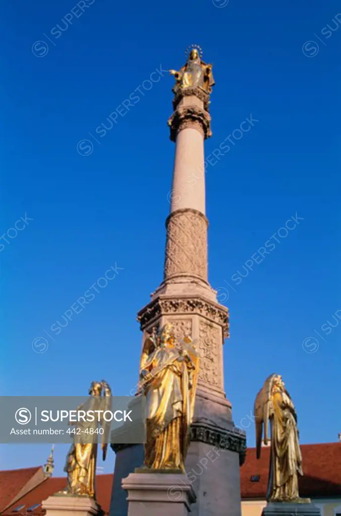 Stone carved column, Zagreb, Croatia