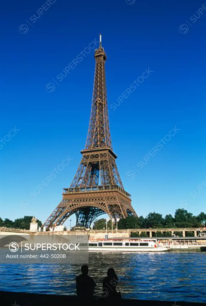 Boat in the river, Eiffel Tower, Seine River, Paris, France