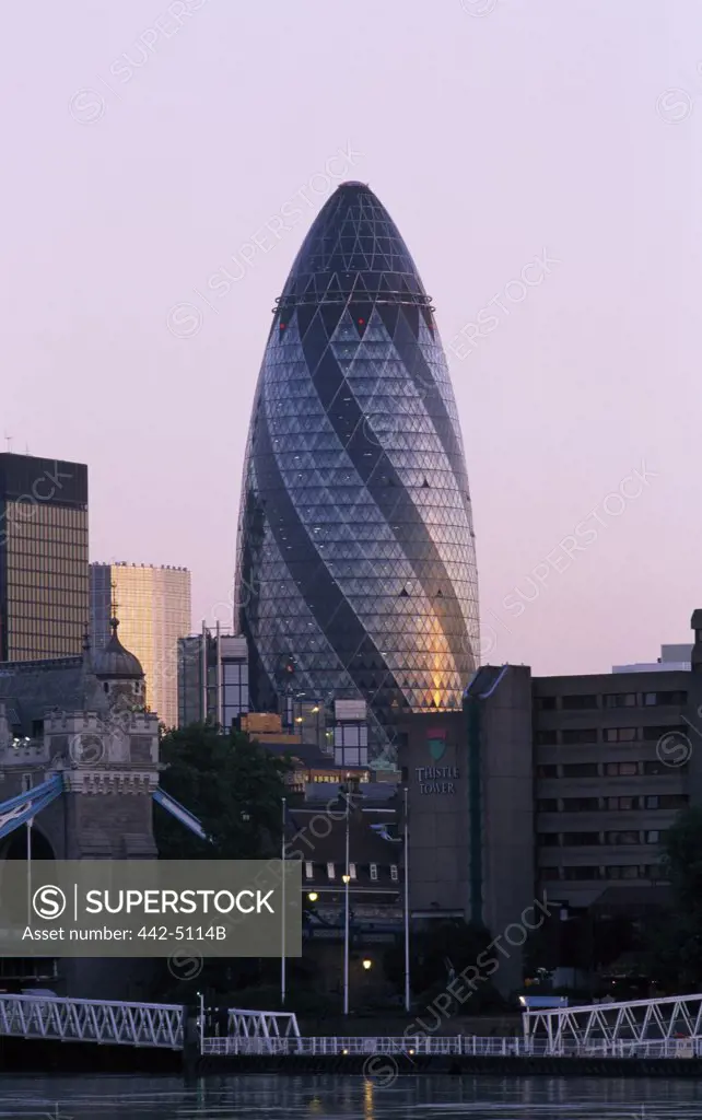 Skyscrapers on the waterfront, 30 St Mary Axe, London, England