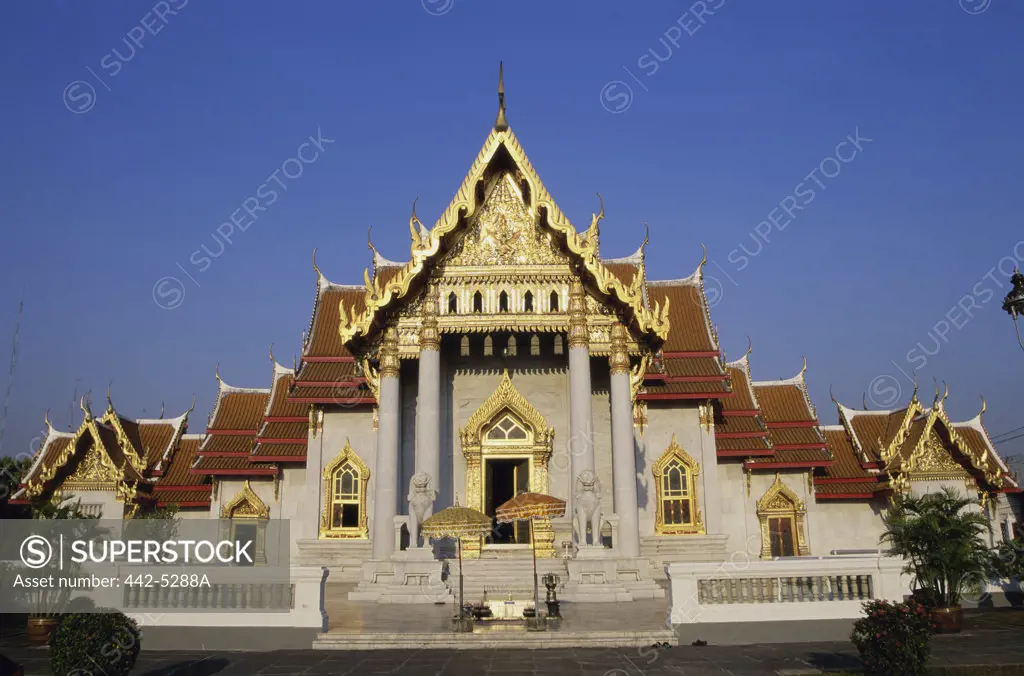 Facade of a Buddhist temple, Wat Benchamabophit, Bangkok, Thailand