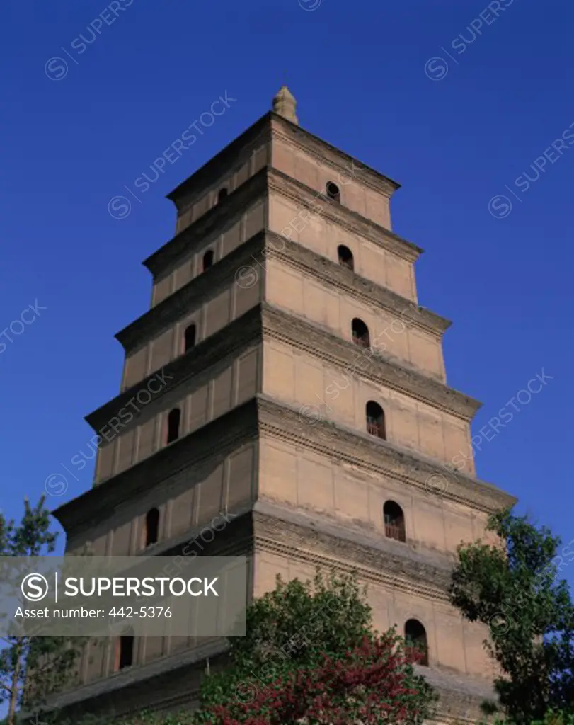 Low angle view of a pagoda, Great Wild Goose Pagoda, Xi'an, China