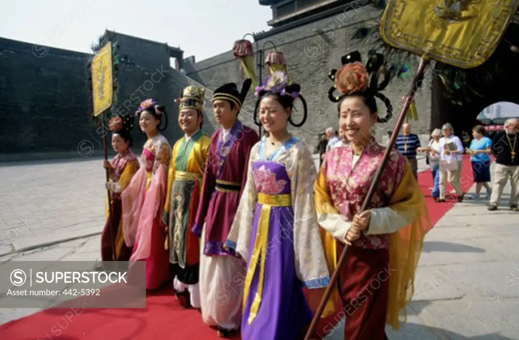 Group of young women wearing traditional clothing, Xi'an, China