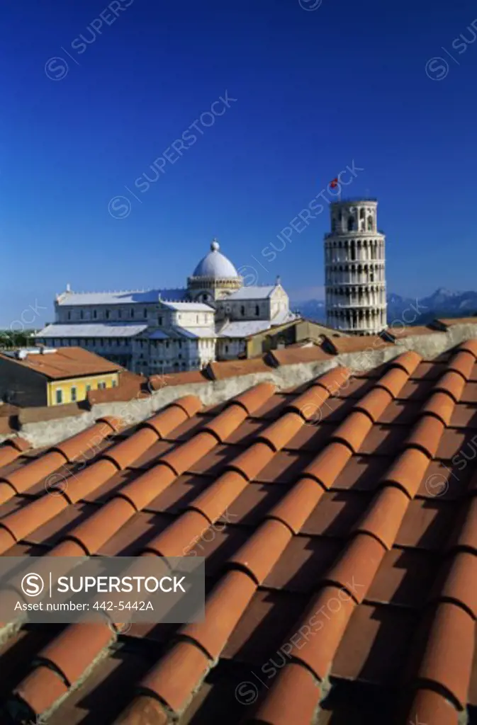 Cathedral and a tower in a city, Duomo, Leaning Tower, Pisa, Italy