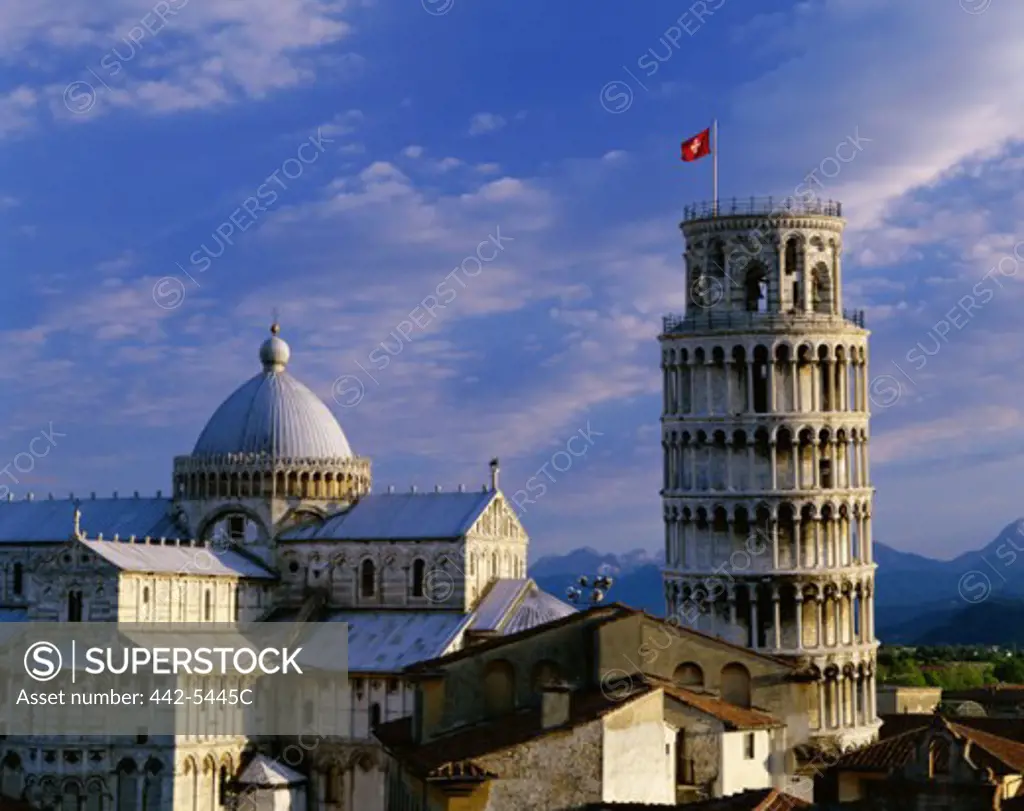 Cathedral and a tower in a city, Duomo, Leaning Tower, Pisa, Italy