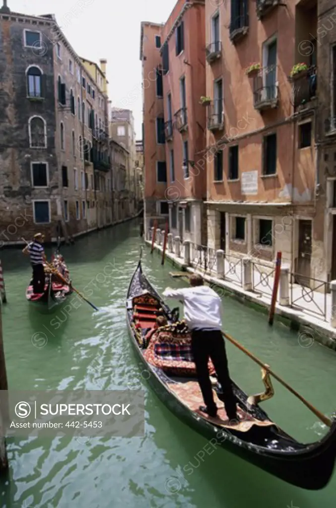 Tourists on gondolas, Grand Canal, Venice, Italy