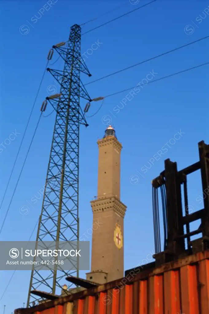 Low angle view of a lighthouse, La Lanterna, Genoa, Italy