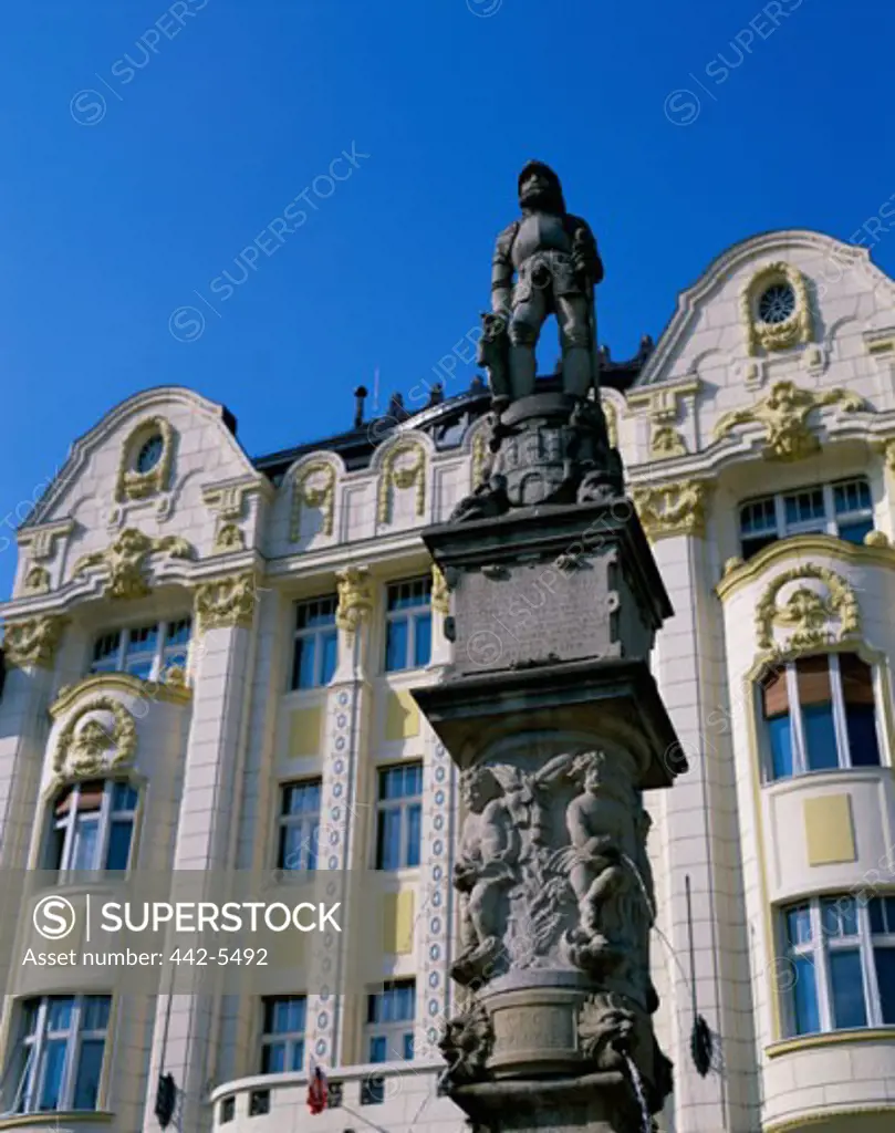 Low angle view of a Roland statue, Bratislava, Slovakia