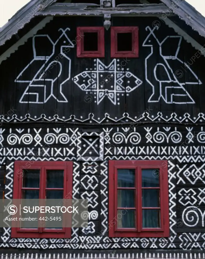 Close-up of a painted house, Cicmany, Slovakia