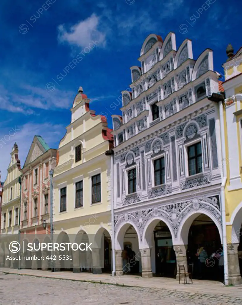 Facade of buildings, Telc, Moravia, Czech Republic