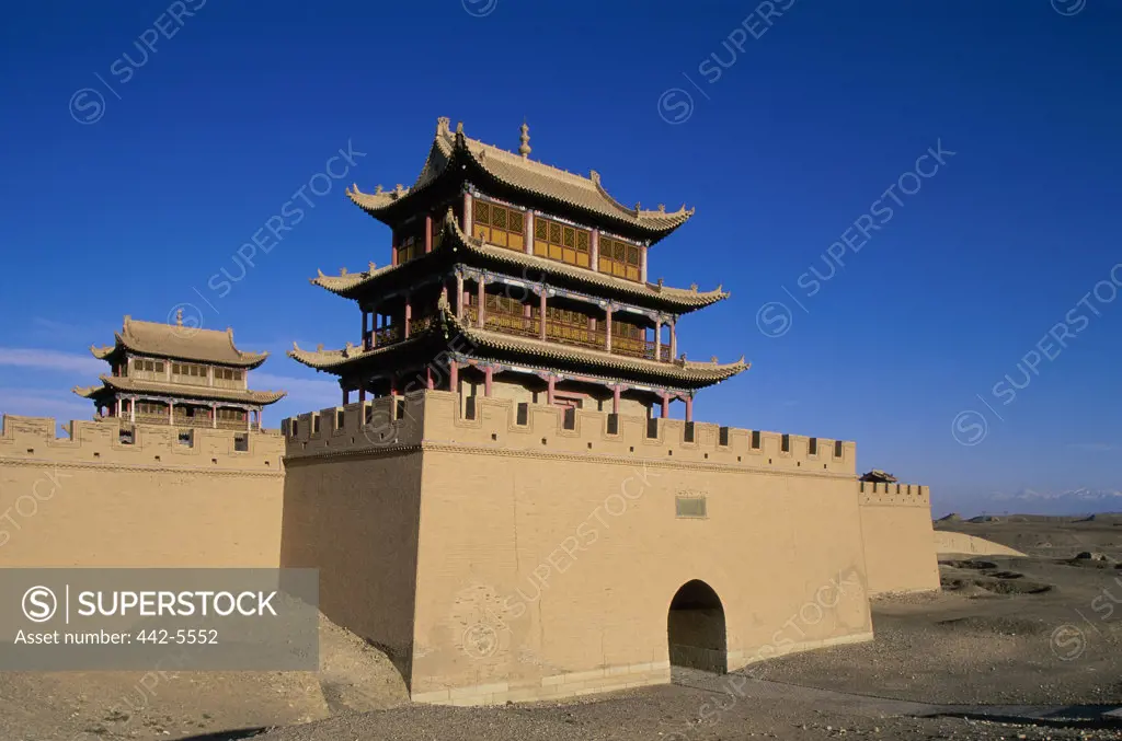 Facade of a fort, Jiayuguan Fort, Jiayuguan, China