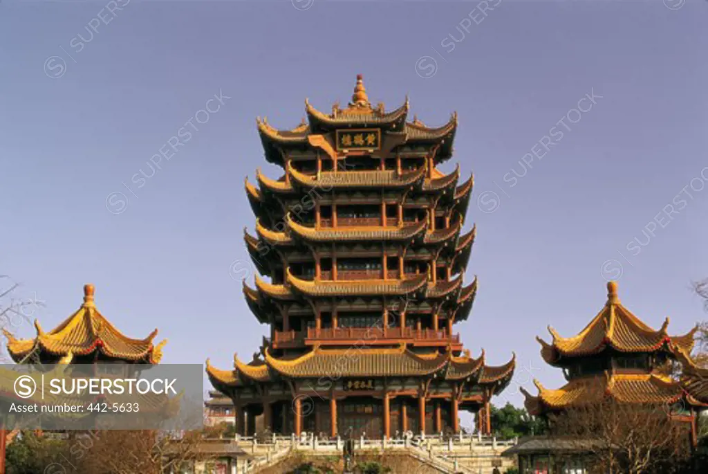 Low angle view of Yellow Crane Tower, Wuhan, China