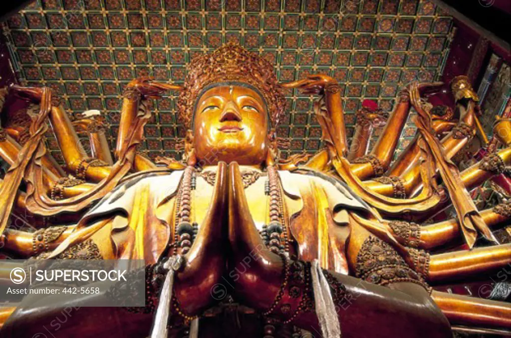 Low angle view of the Guanyin Statue, Temple of Universal Peace, Chengde, China