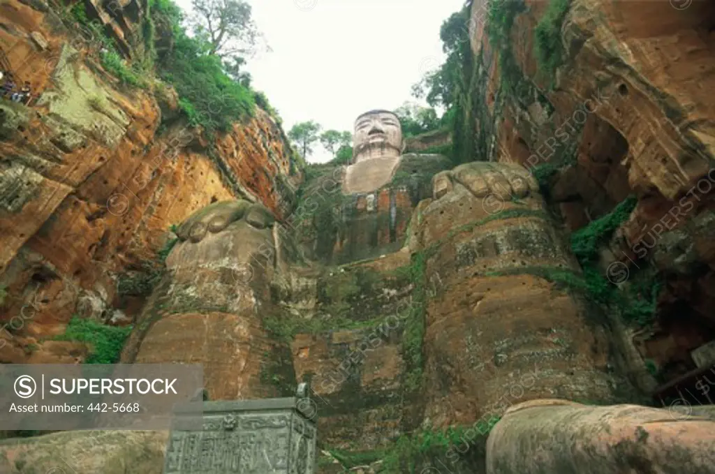 Low angle view of the Giant Buddha Statue, Leshan, China