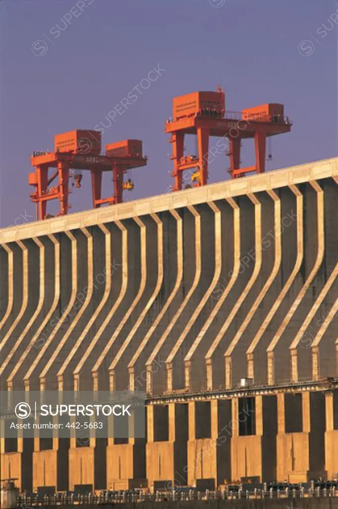 Low angle view of a dam, Three Gorges Dam, Hubei, China