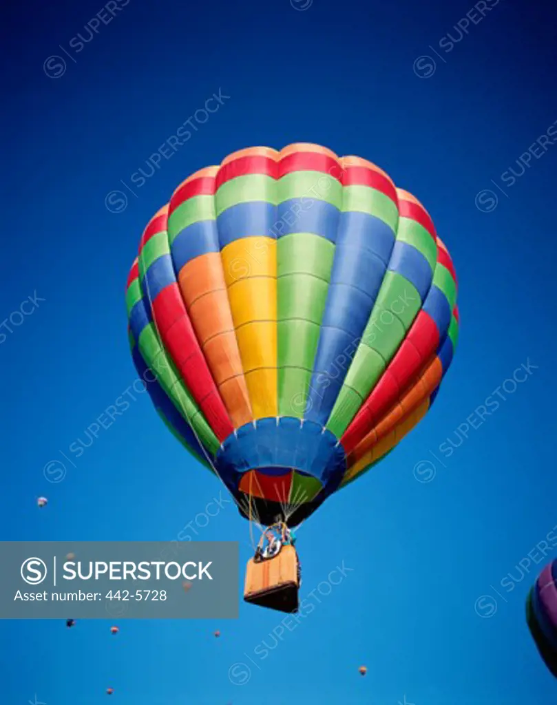 Low angle view of hot air balloons in the sky, Albuquerque, New Mexico, USA