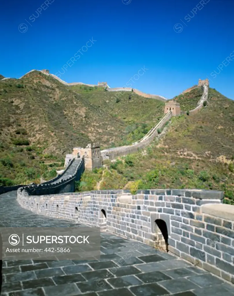 Walkway on a fortified wall, Great Wall, Simatai, Beijing, China