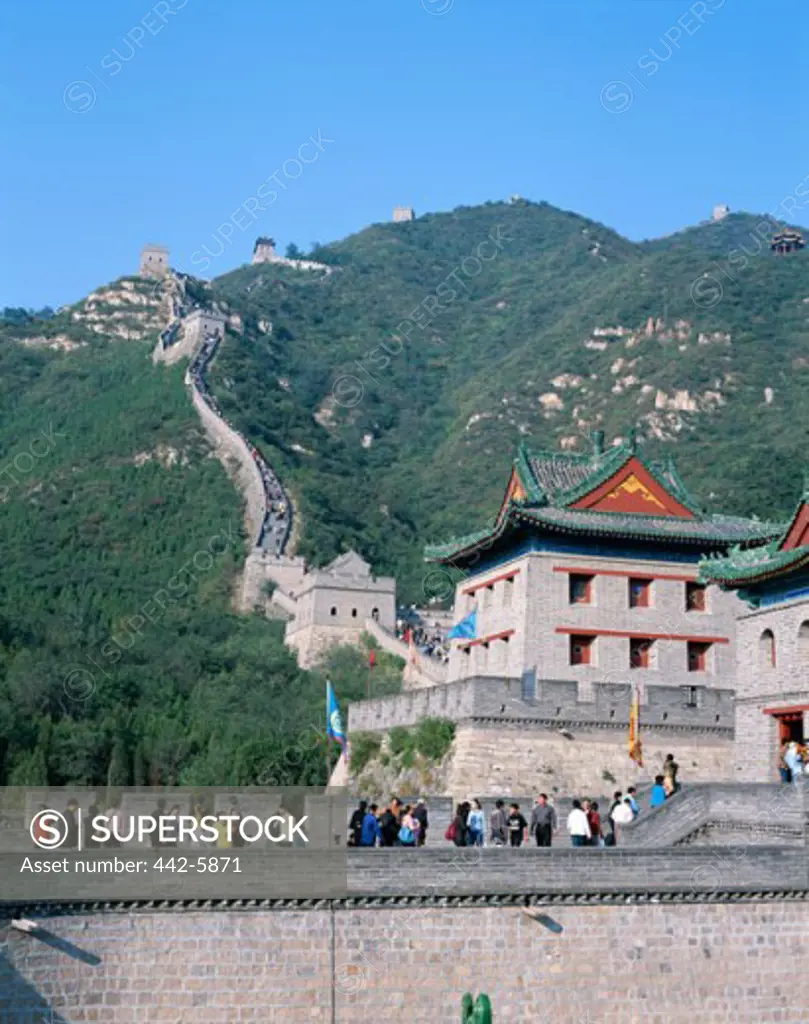 Low angle view of the Great Wall, Juyongguan, Beijing, China