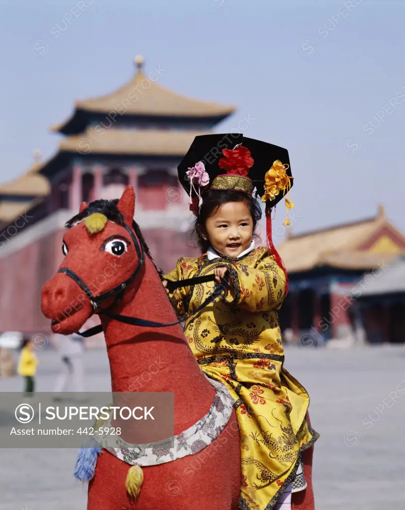 Girl dressed in a traditional costume, Beijing, China