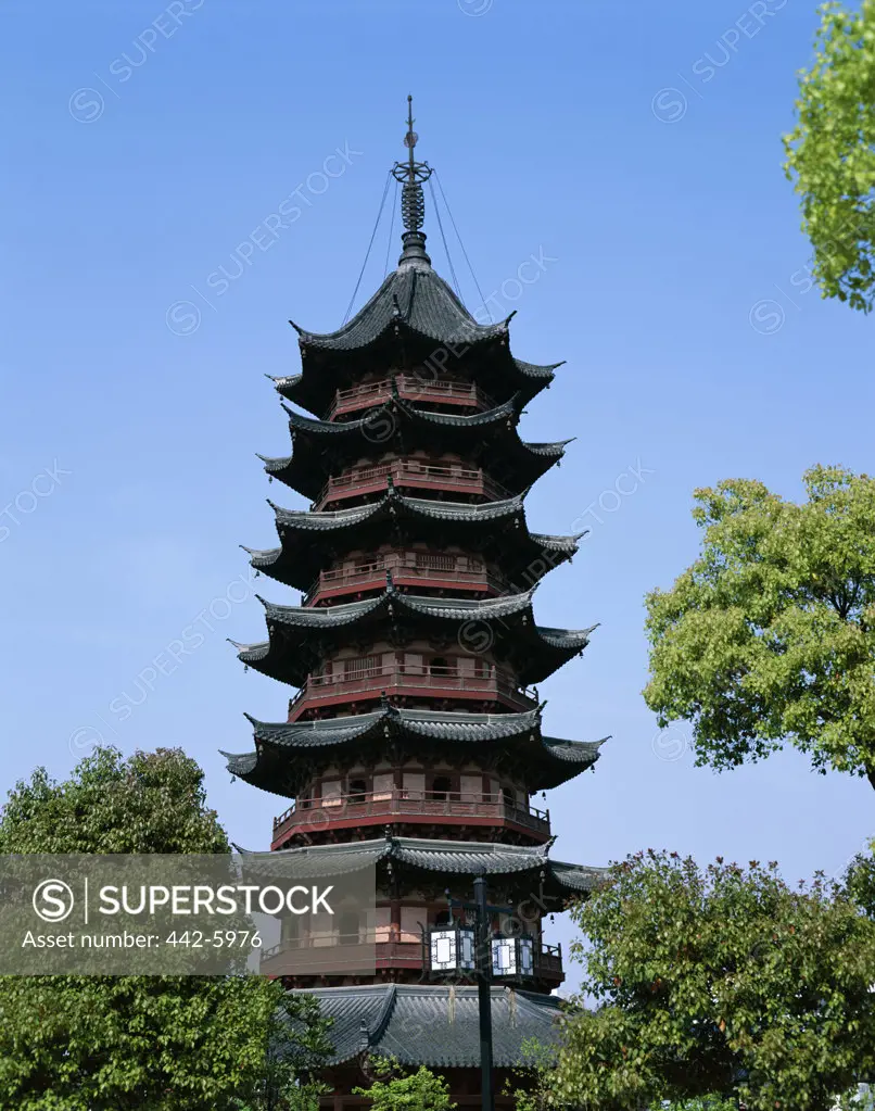 Tower of a pagoda, Coiled Gate, Auspicious Light Pagoda, Suzhou, China