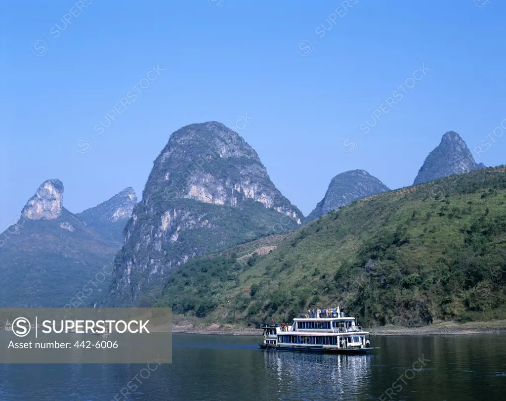 Ferry in a river, Li River, Guilin, Yangshou, China