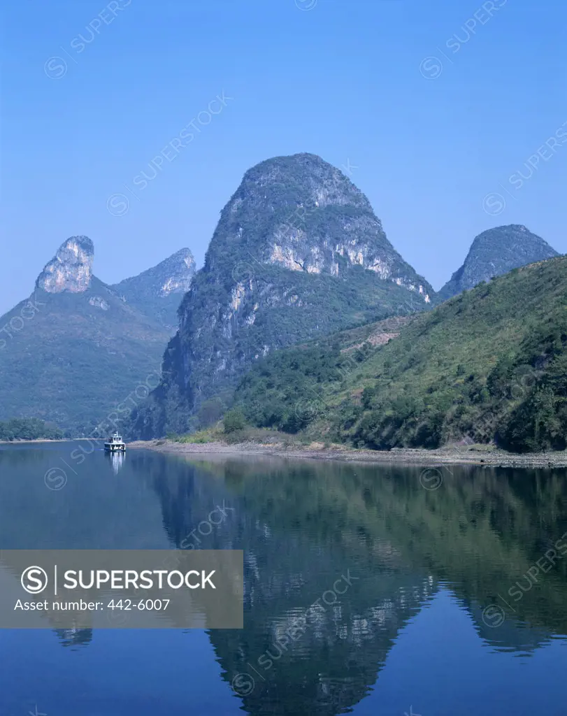 Ferry in a river, Li River, Guilin, Yangshou, China