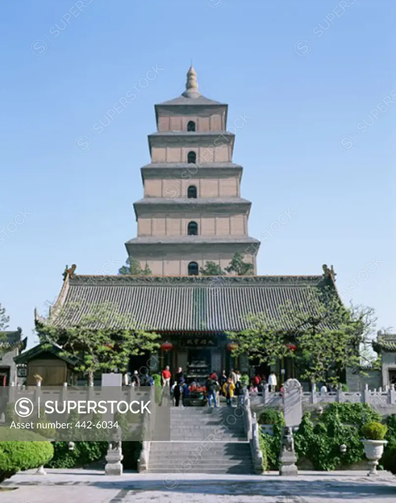 Low angle view of the Big Goose Pagoda, Xi'an, China