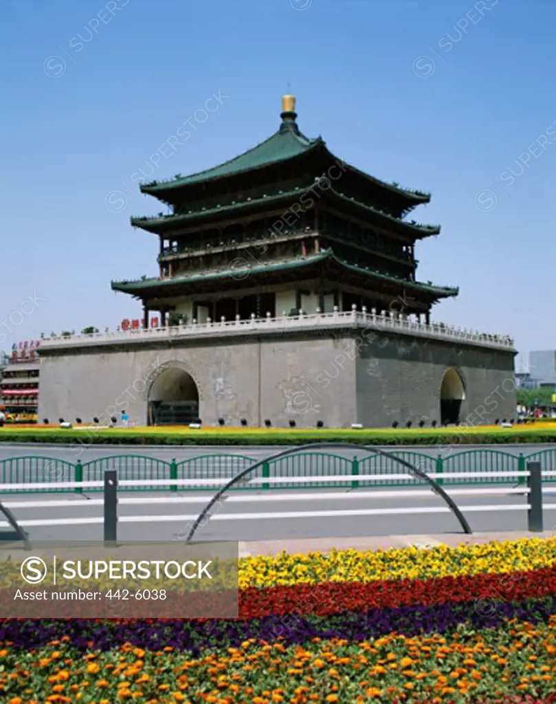 Low angle view of the Bell Tower, City Center, Xi'an, China
