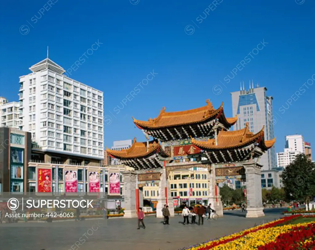 Gateway in a city, Chinese Gate, Jinbi Street, City Center, Kunming, China