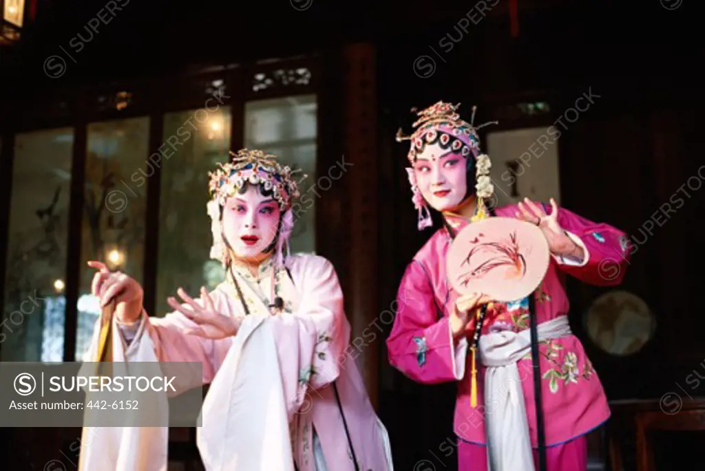 Beijing opera performers on stage, Beijing, China