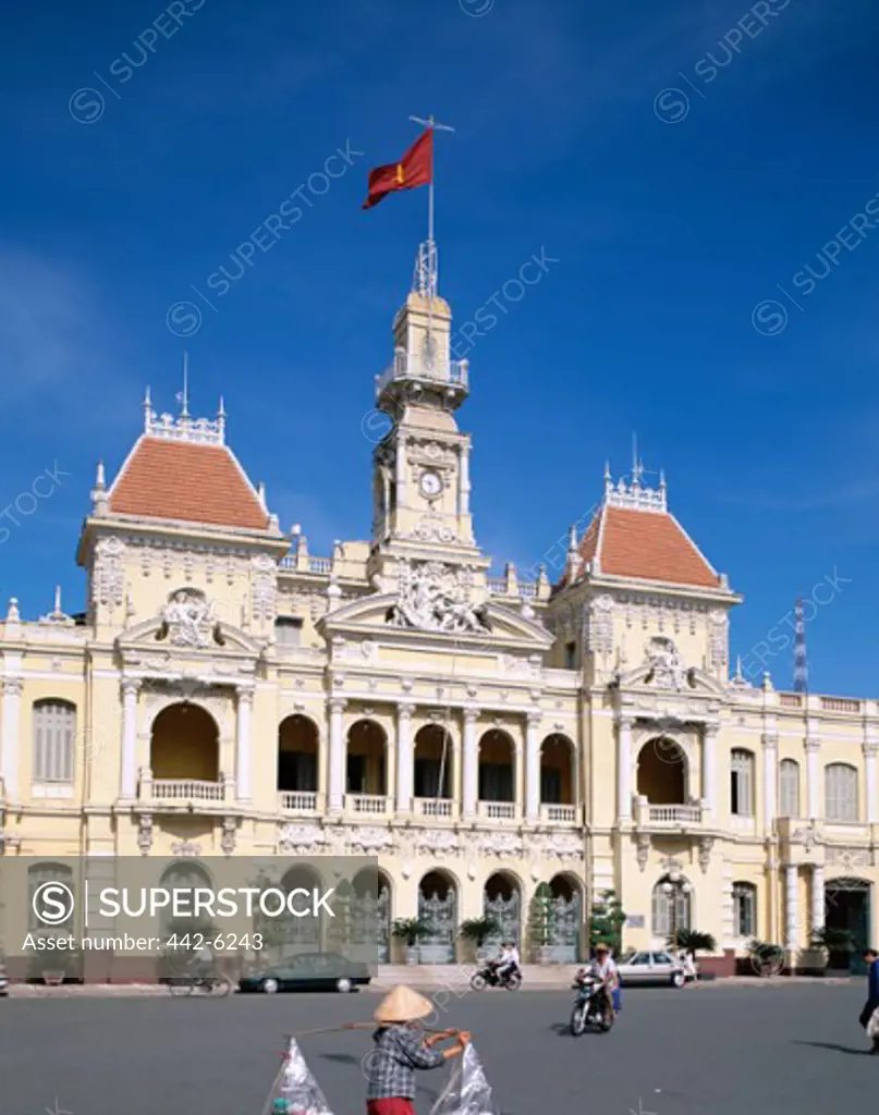Facade of a government building, People's Committee Building, Ho Chi Minh City, Vietnam