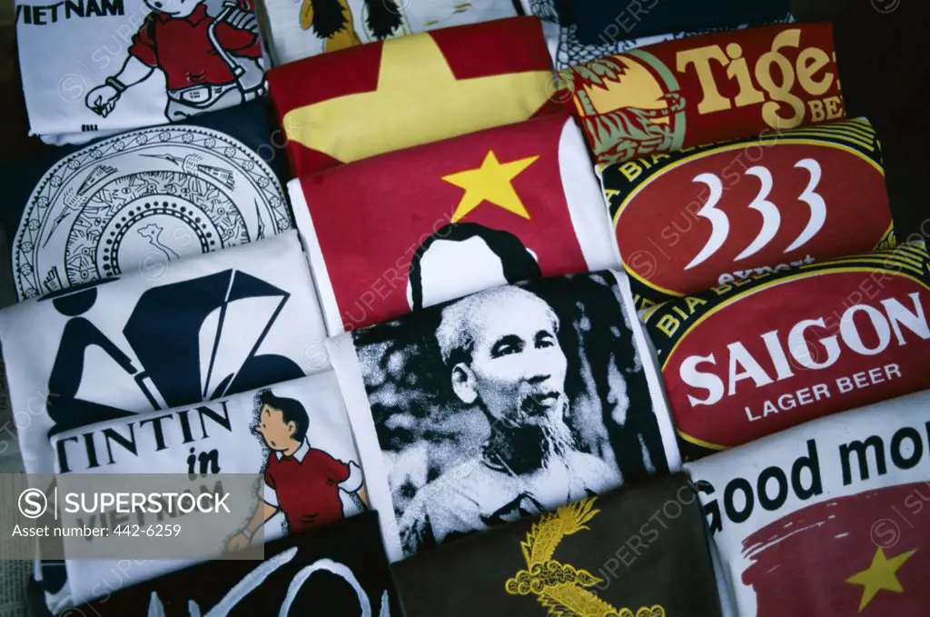 Souvenir t-shirts on display, Ho Chi Minh City, Vietnam