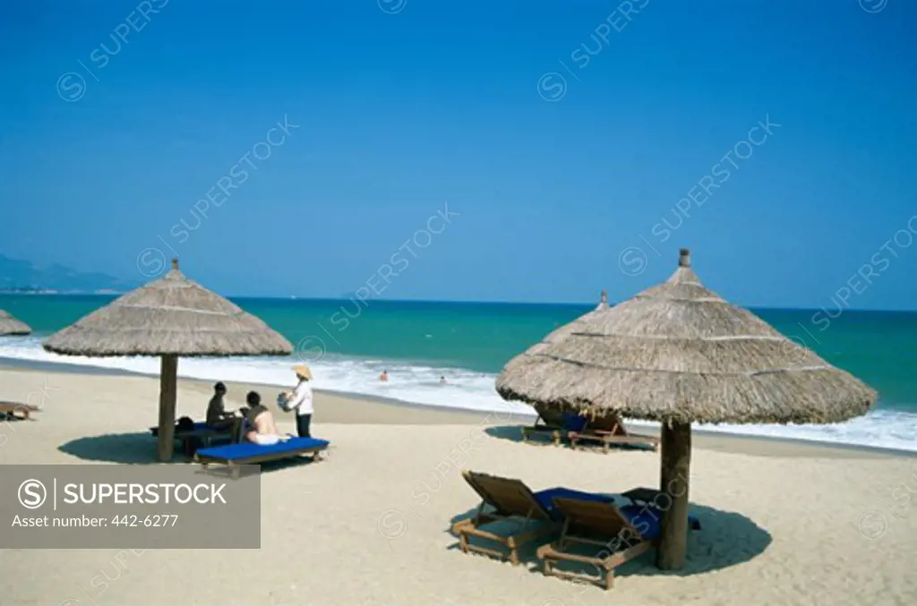 High angle view of a beach, Nha Trang Beach, Nha Trang, Vietnam