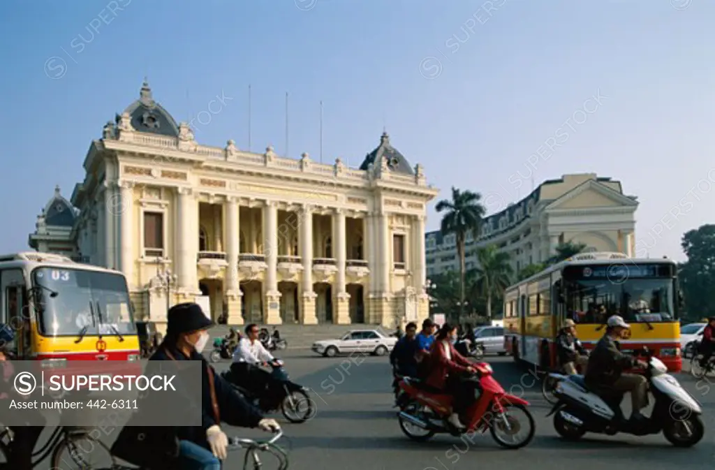 Traffic in front of the Opera House, Hanoi, Vietnam