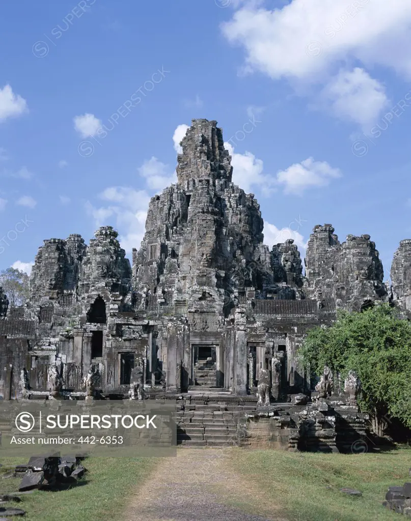 Facade of a Bayon temple, Angkor Thom, Siem Reap, Cambodia