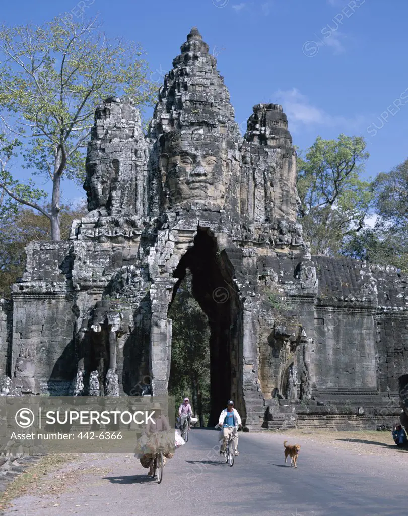 Gate of a temple, South Gate, Angkor Thom, Siem Reap, Cambodia