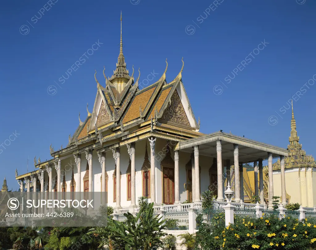 Low angle view of a pagoda, Silver Pagoda, Royal Palace, Phnom Penh, Cambodia