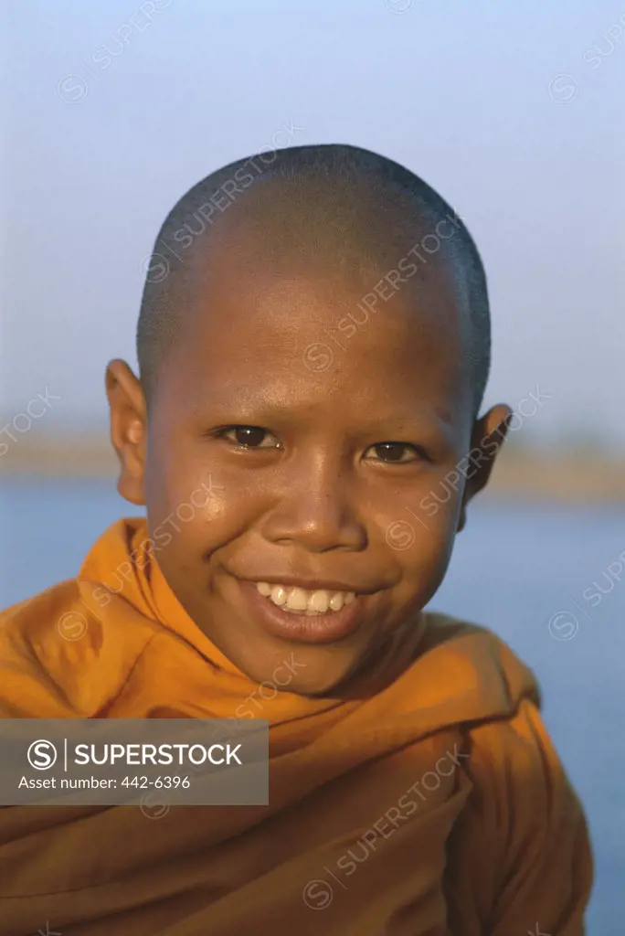 Close-up of a monk smiling, Phnom Penh, Cambodia