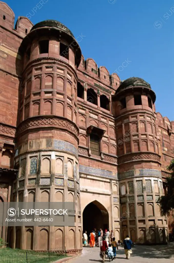 Low angle view of the Agra Fort, Agra, Uttar Pradesh, India