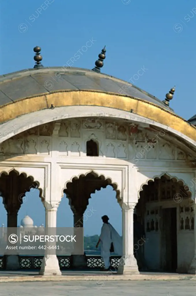 Taj Mahal seen through arches at Agra Fort, Agra, Uttar Pradesh, India