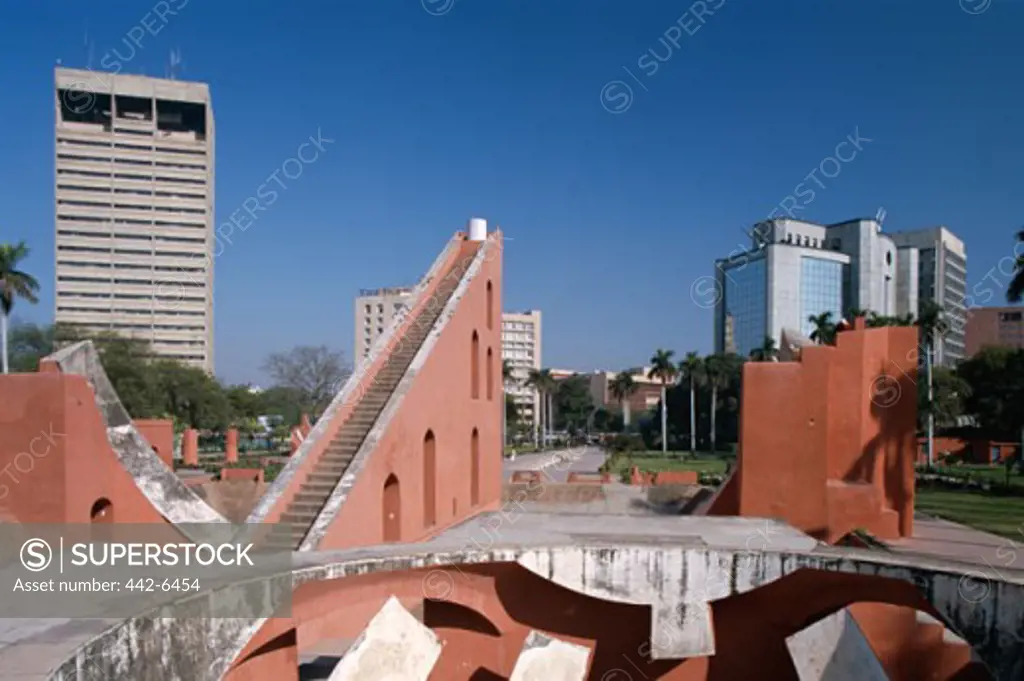 High angle view of buildings, Open Air Observatory, Jantar Mantar, New Delhi, India