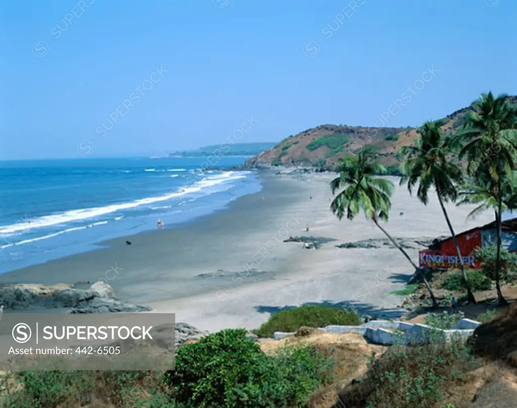 High angle view of a beach, Vagator Beach, Goa, India
