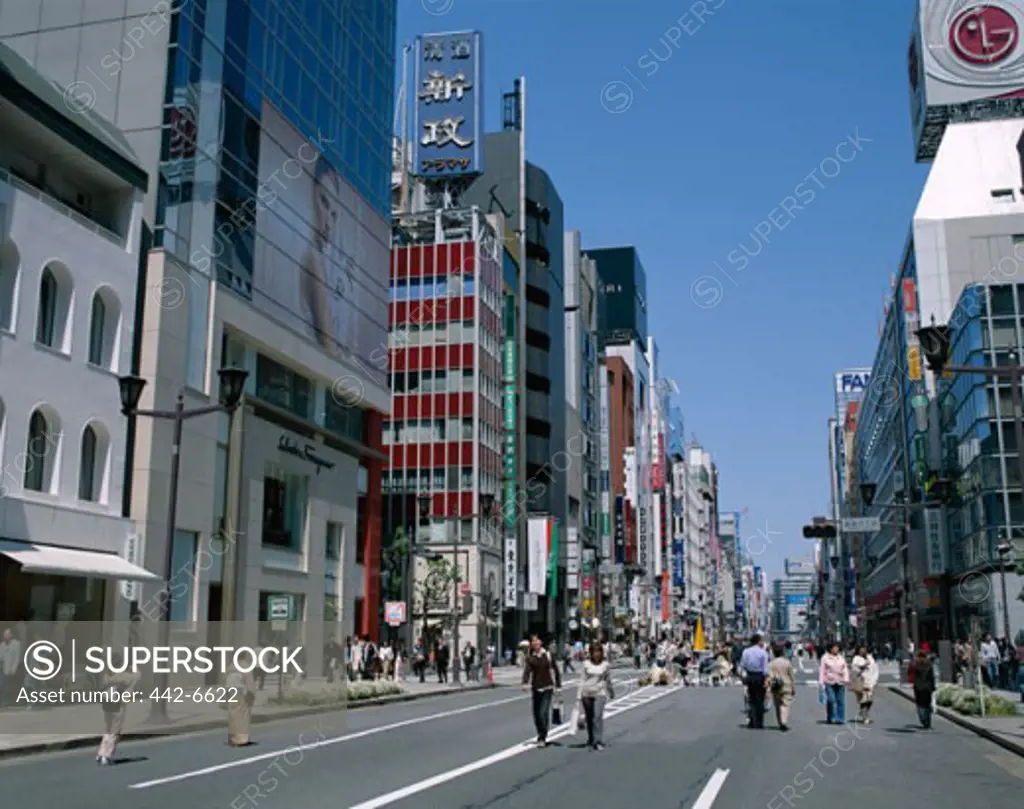 People walking on a street, Ginza, Tokyo, Honshu, Japan