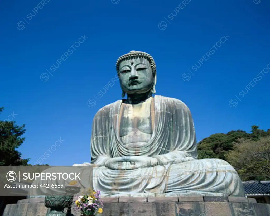 Low angle view of a statue, Daibutsu (Great Buddha), Kamakura, Honshu, Japan